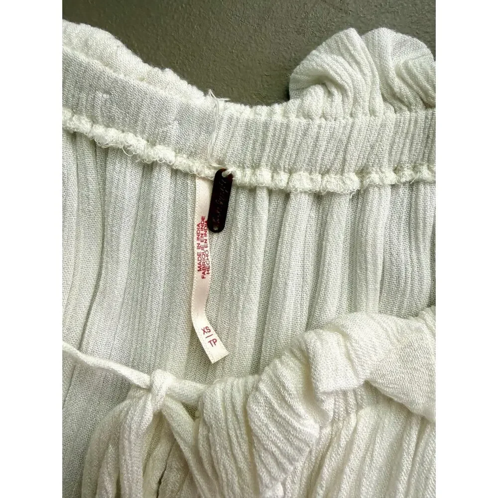 Free People Ivory Boho Maxi Dress XS Bell Sleeve Prairie Festival Cottagecore